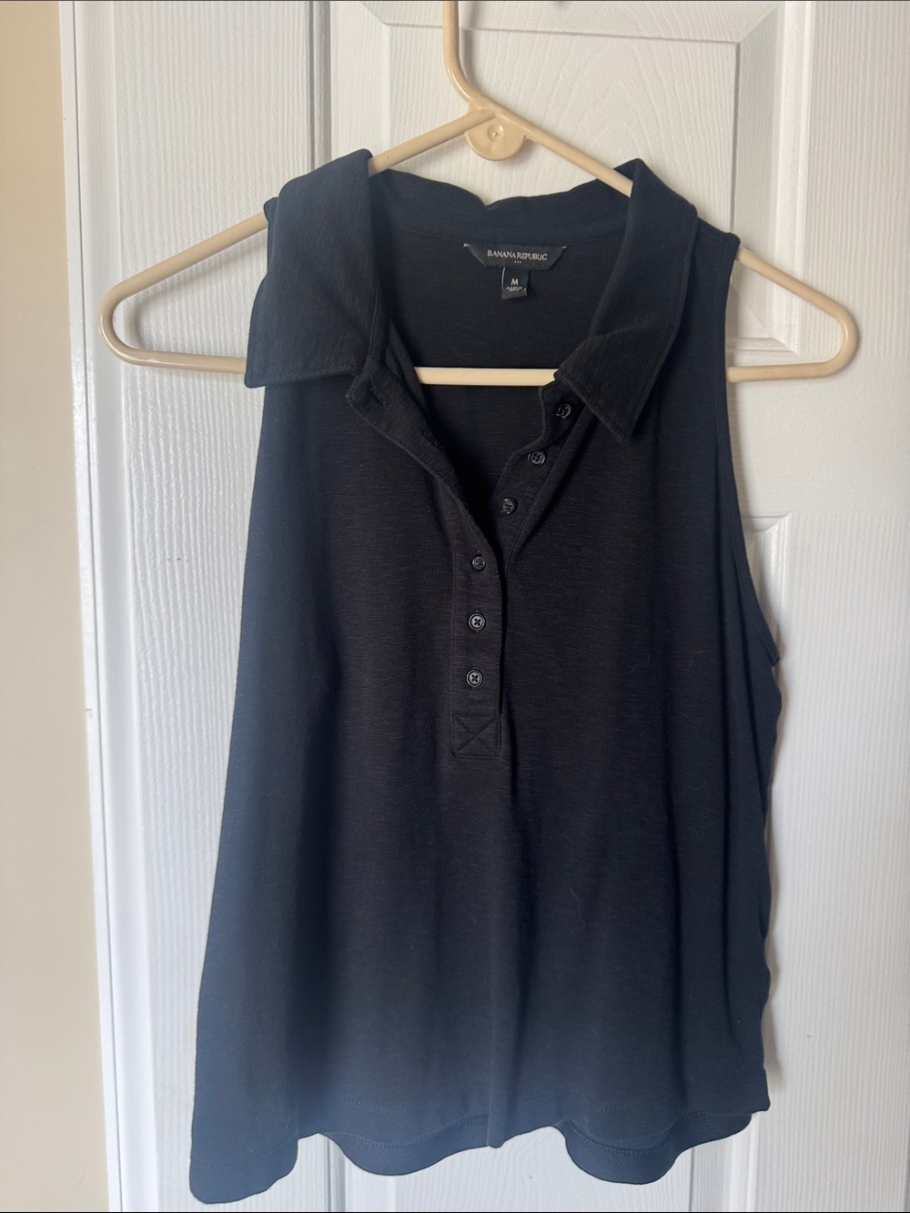 Banana Republic Black Sleeveless Polo Top